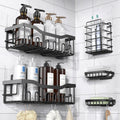 EUDELE Adhesive Bathroom Organizer Set, Black, 5 Pieces