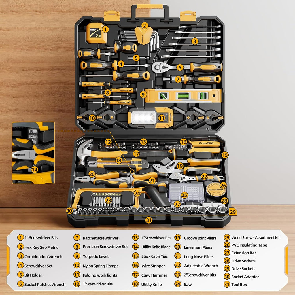 GRENPRO 074191 239-Piece Mechanics and Household Tool Kit – 239PCS Tool Kit – ‎239PCS Tool Kit – product detail