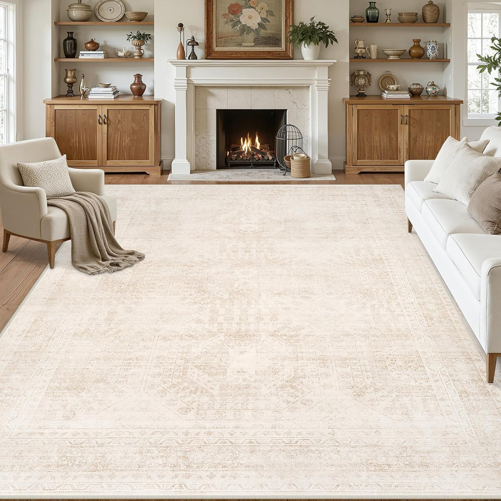Luxturiy Vintage-Style Area Rug, Beige, 8 x 10 ft