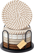 Lazebox Round Fabric Coasters, Coffee, Set of 8