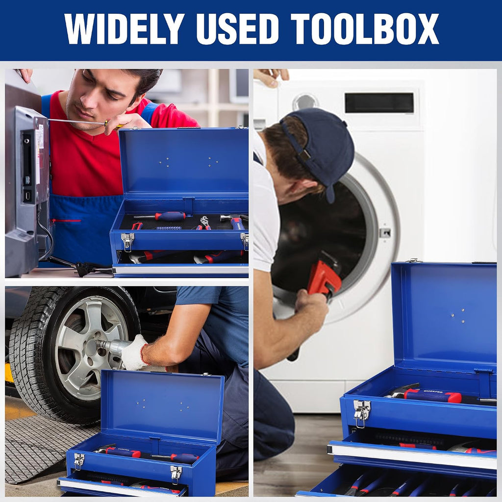 WORKPRO RM 18-Inch 2-Drawer Metal Tool Box – 18 Inch, Blue – Blue / 18 Inch – product detail