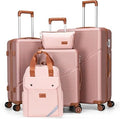 Cosbarn JL-ABS20/24/28SJB-Pink Hardside Luggage Set – 5 Piece Sets (20/24/28/BP/TB), RoseGold