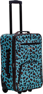 Rockland F102-BLUELEOPARD Softside Luggage Set – 2 Piece (19"/14" Tote), Blue Leopard – Blue Leopard / 2 Piece (19"/14" Tote) – product detail