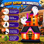 Bajree 6-Foot Halloween Haunted House & Ghosts Inflatable – Multicolor – product detail