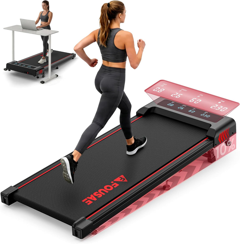 FOUSAE X381P Under-Desk Walking Treadmill – Black Red