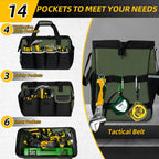 NECKORY QI-065 Wide-Mouth Tool Bag with Shoulder Strap – M, Army Green & Black – M / Army Green & Black – product detail