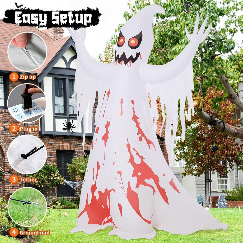 GOOSH 69589 8.2-Foot Halloween Ghost Inflatable – White and Red – product detail