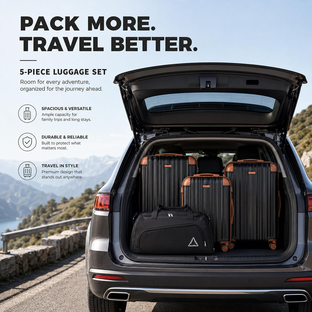 CONCEPTEN C5 Hardside Luggage Set – Black – product detail