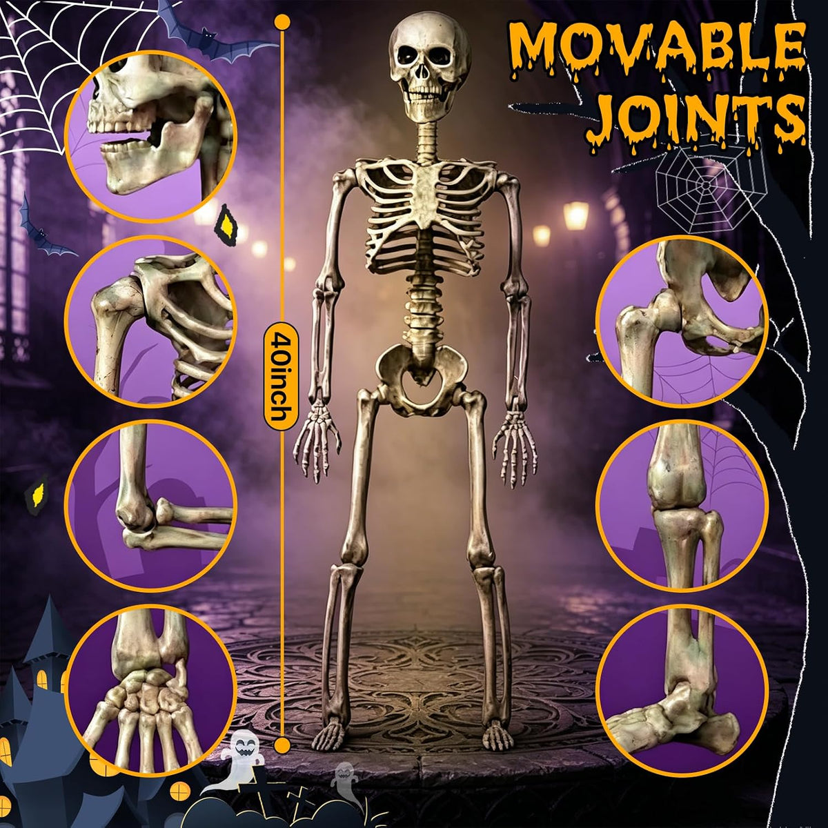 wymulot 2-Pack 40-Inch Posable Halloween Skeletons – 2 Pack 40 Inches Halloween Skeleton – product detail