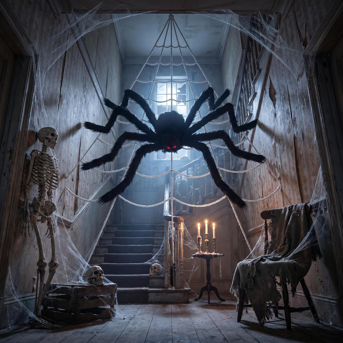 Land Guard WSJ-SJWZZ 236-Inch Halloween Web & 70-Inch Spider Set – 236 inches, White, Black – 236 inches / White, Black – product detail