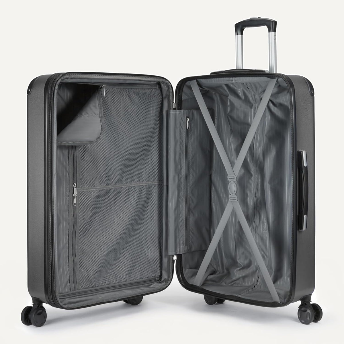 Amazon Basics Hardside Luggage Set – 3-Piece Luggage Set, Black – Black / 3-Piece Luggage Set – product detail