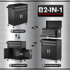 INTERGREAT 8-Drawer Rolling Tool Chest with Detachable Top – 8 Drawers, Black – Black / 8 Drawers – product detail