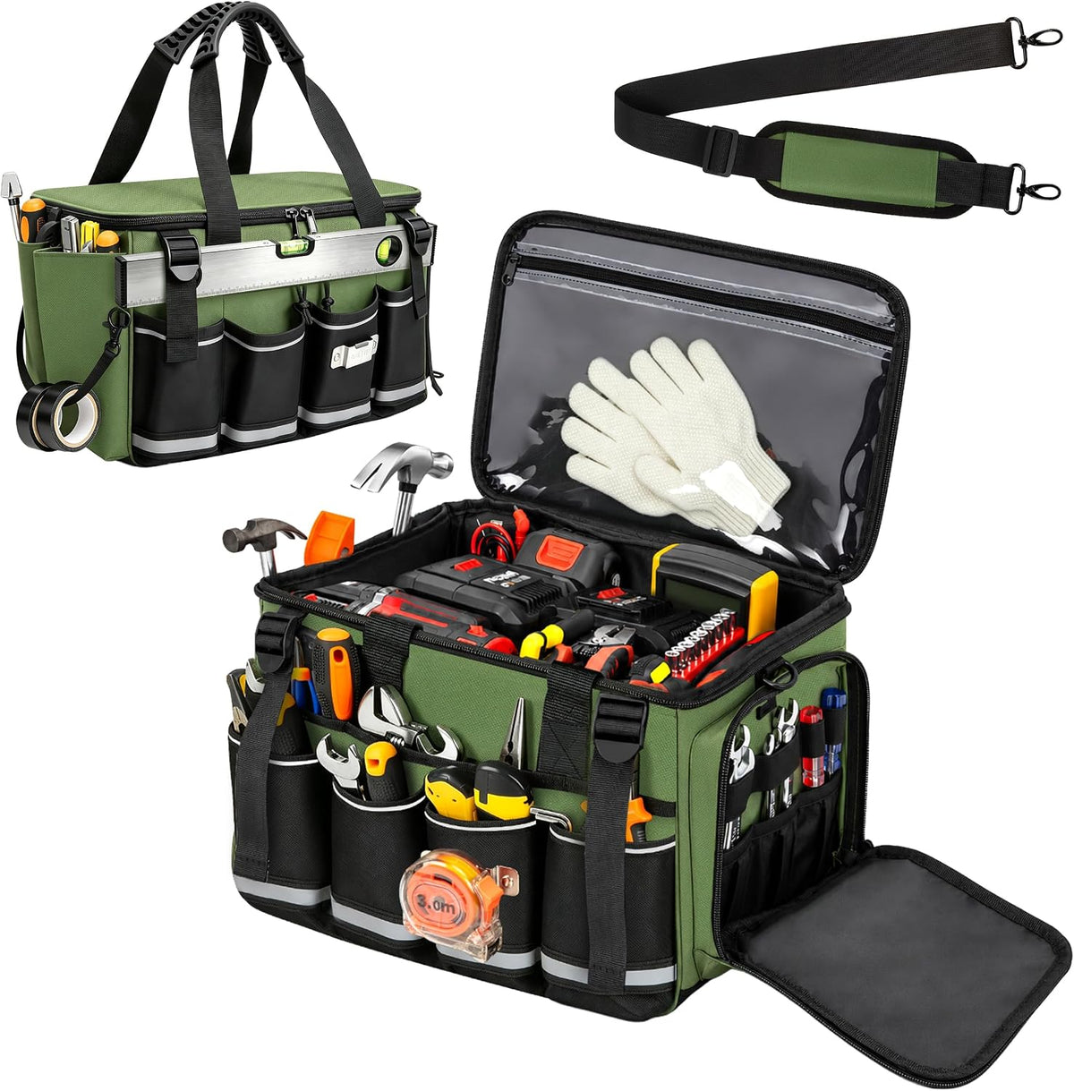 Wigojoy Wide-Mouth Tool Bag – Khaki, Black or Green