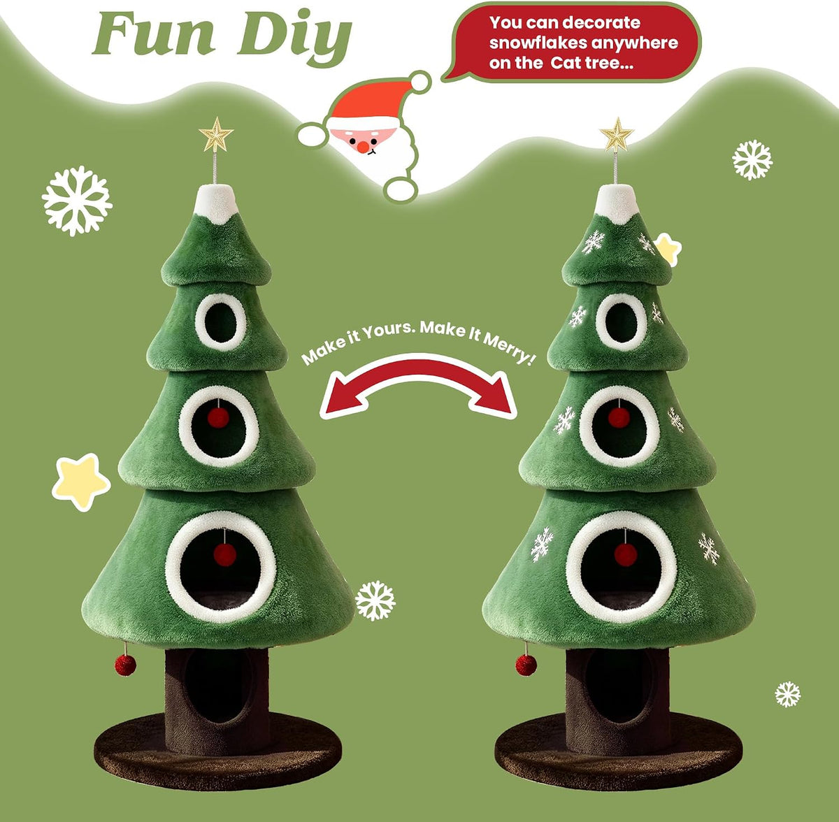 SHA CERLIN 76" Christmas Cat Tree Tower, Multi-Level Condo for Indoor Cats · 7