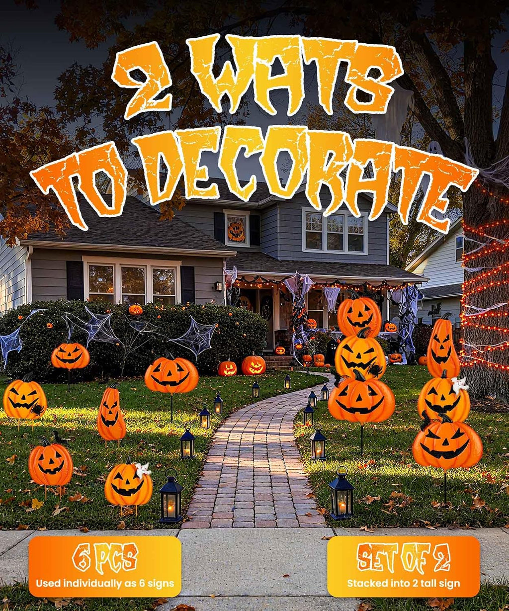 Beterzack 628NGDC 2-Set Stackable Metal Pumpkin Yard Stakes – Halloween yard signs – 2 Pack Stacked Pumpkins / Halloween yard signs – product detail