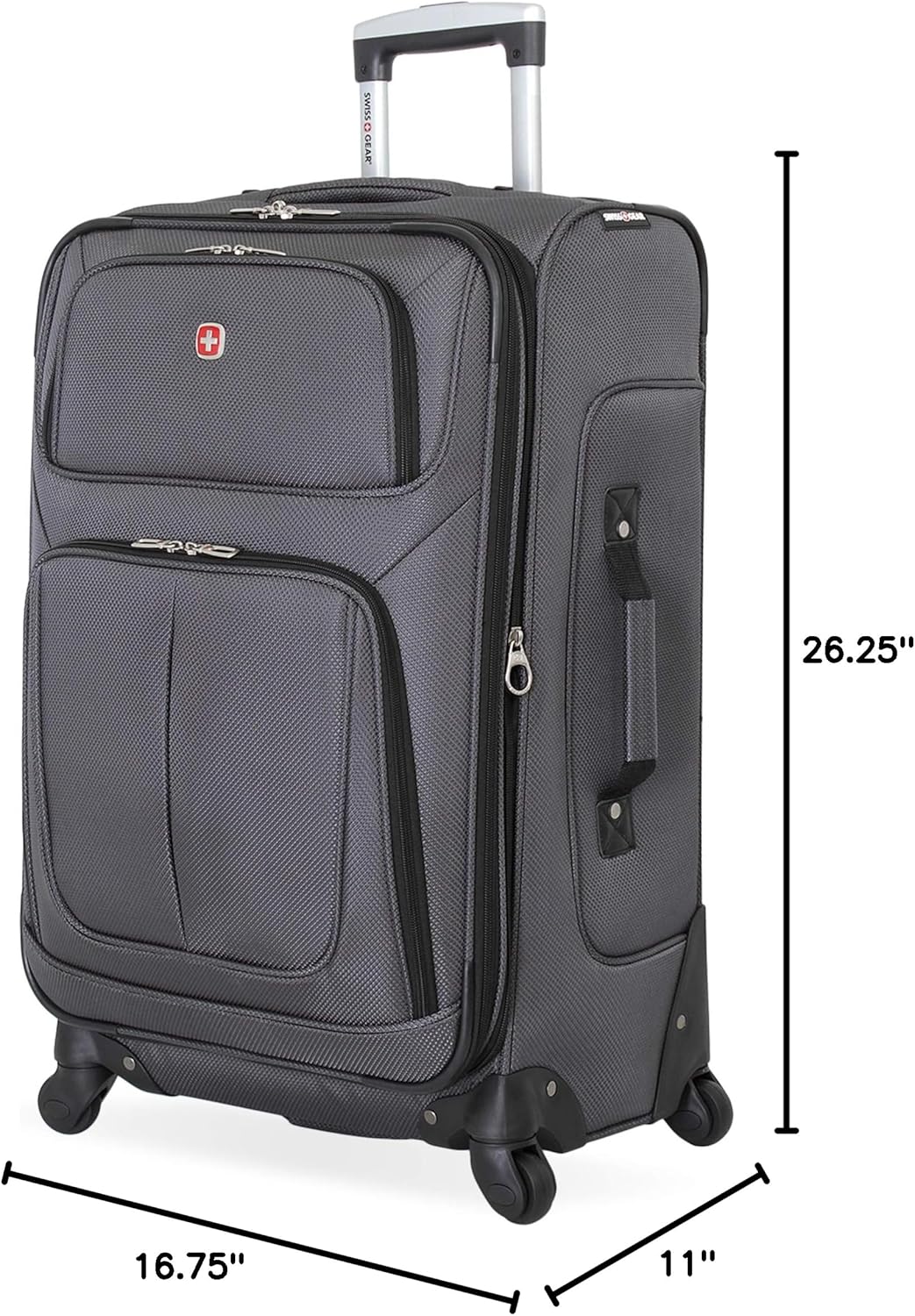 SwissGear Sion Expandable Softside Suitcase – Dark Grey / Checked-Medium – product detail