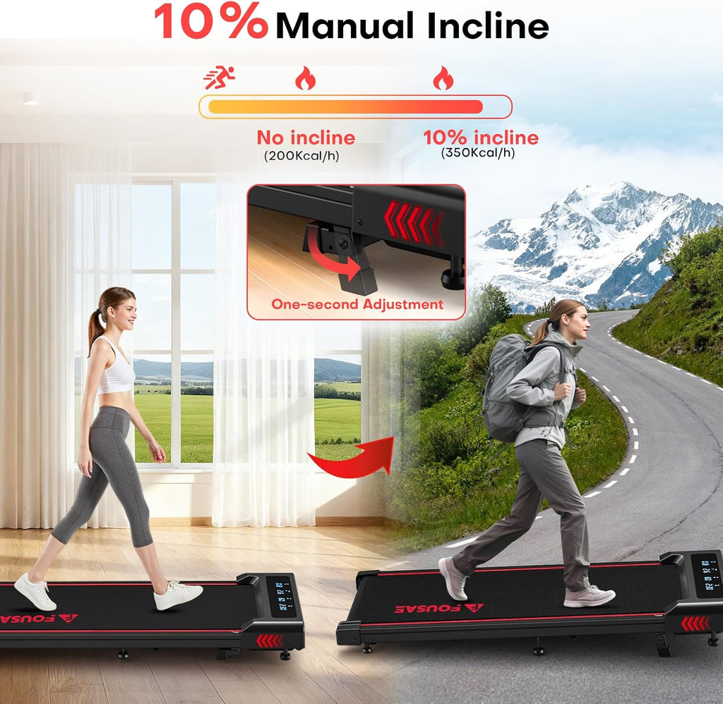 FOUSAE X381P Under-Desk Walking Treadmill – Black Red – product detail