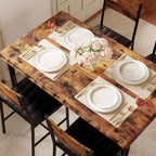 IRONCK Five-Piece Dining Set with Four Chairs, Rustic Brown
