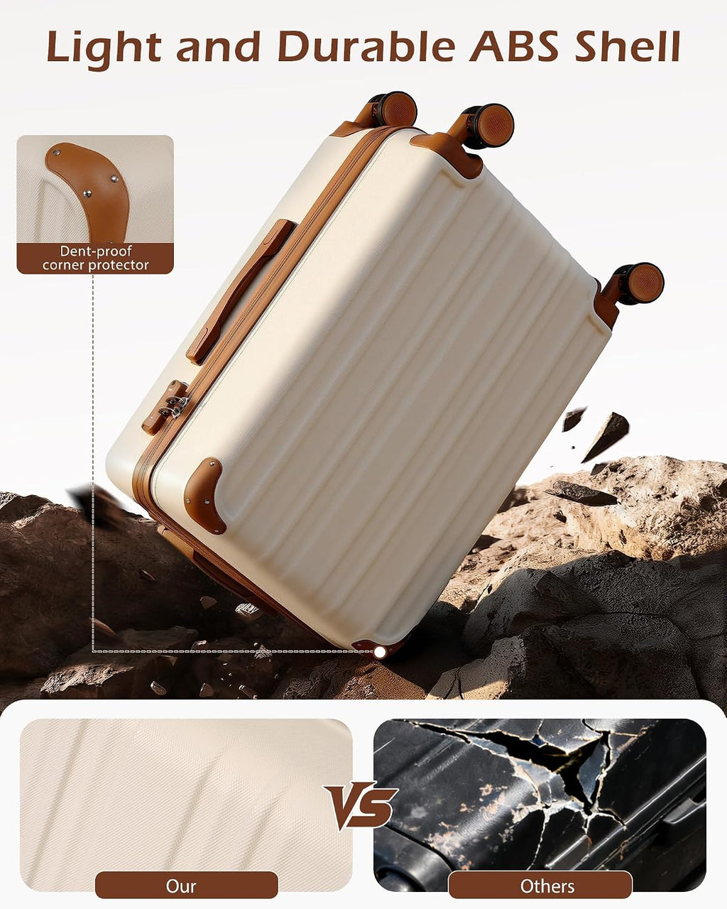 Coolife yd72 Hardside Suitcase – M(24in), apricot white – apricot white / M(24in) – product detail