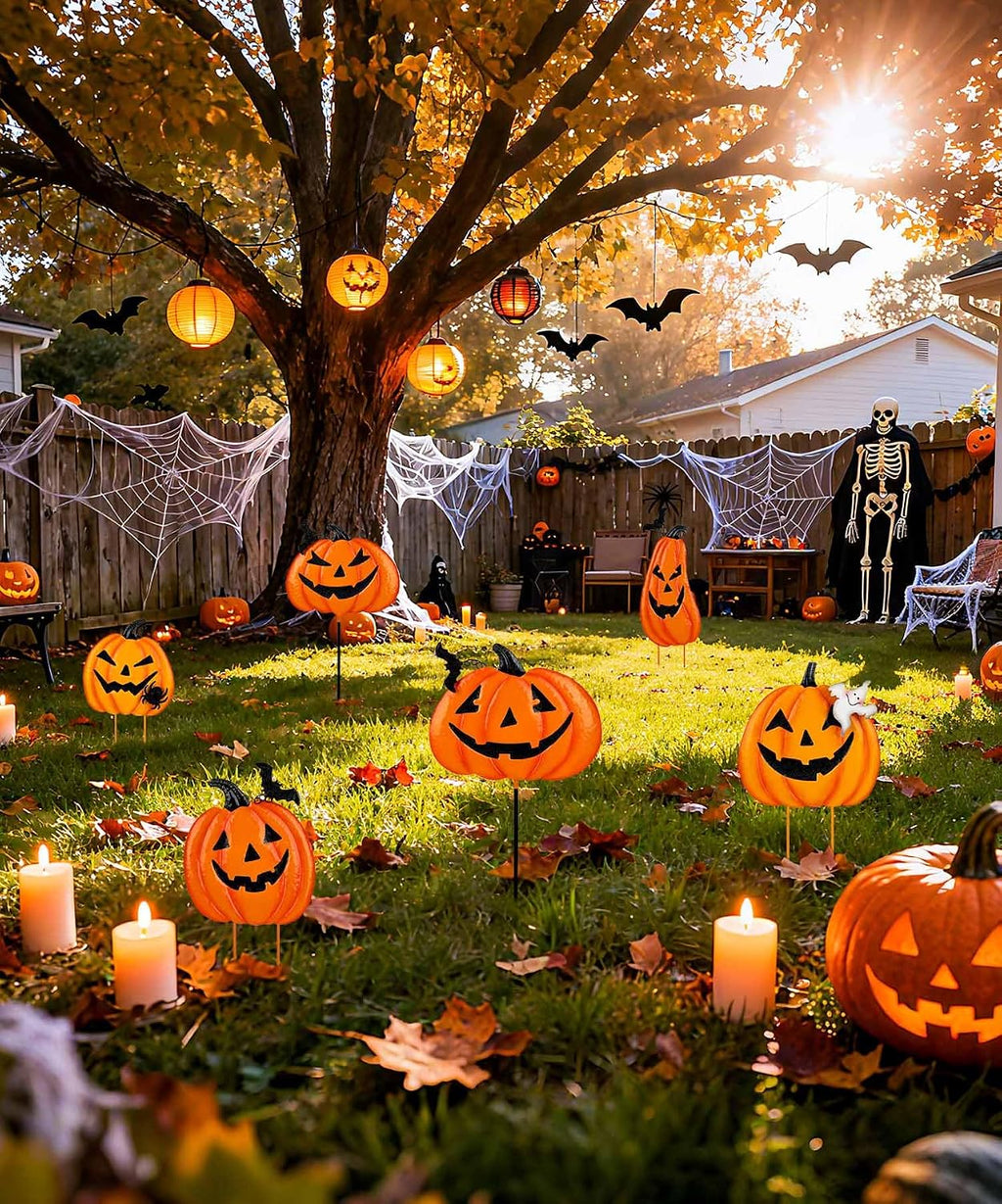 Beterzack 628NGDC 2-Set Stackable Metal Pumpkin Yard Stakes – Halloween yard signs – 2 Pack Stacked Pumpkins / Halloween yard signs – product detail