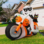 COMIN CO-69305 6-Foot Halloween Ghost, Pumpkin & Cat Motorcycle Inflatable – White,Orange,Black – product detail