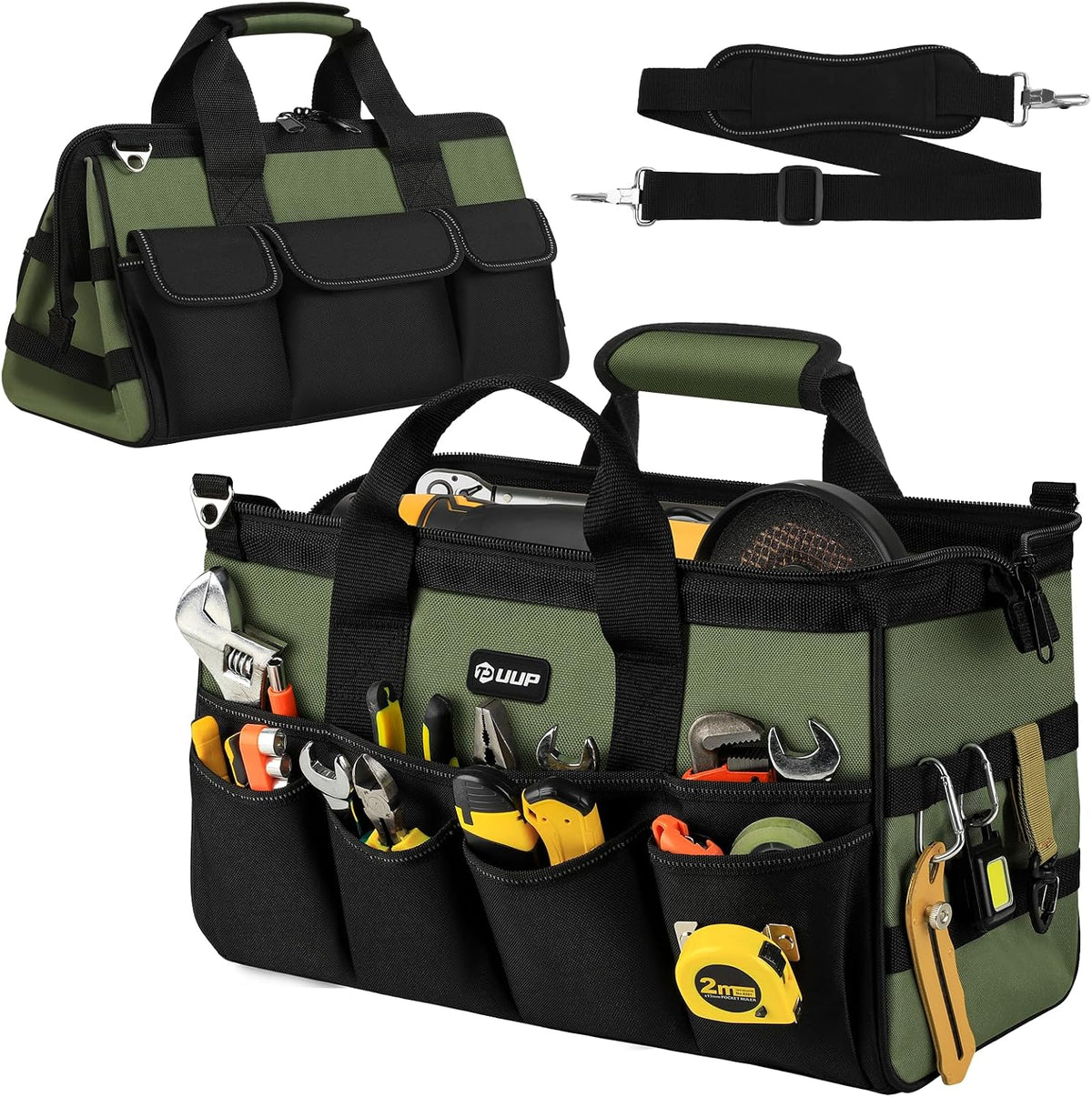 UUP 16-Pocket Tool Bag, 15.5, 18 & 20 Inch, Green or Orange