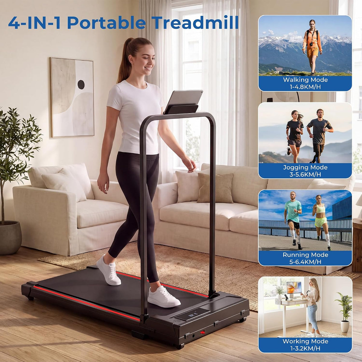 Qyraenix 930ZF Under-Desk Walking Treadmill – Red – product detail