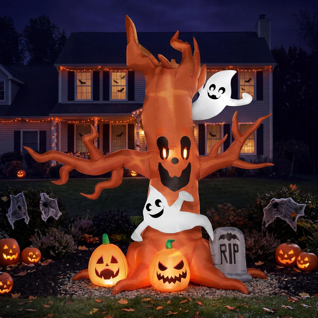 Joiedomi RH-120-2000U4-1,30048 8-Foot Halloween Tree, Ghost, Pumpkin & Tombstone Inflatable – Brown, Orange, White – product detail