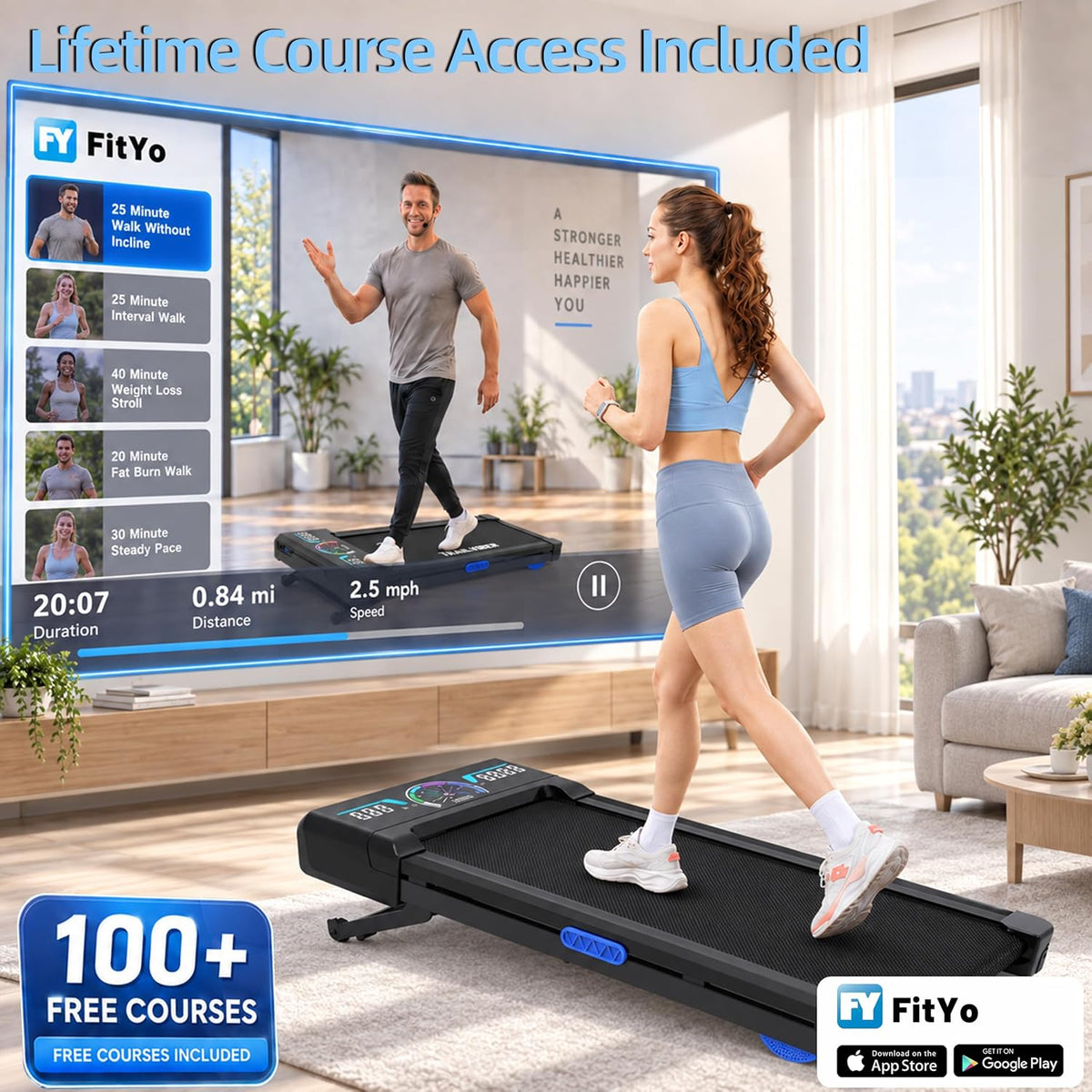 TRAILVIBER Under-Desk Walking Treadmill – Blue – product detail