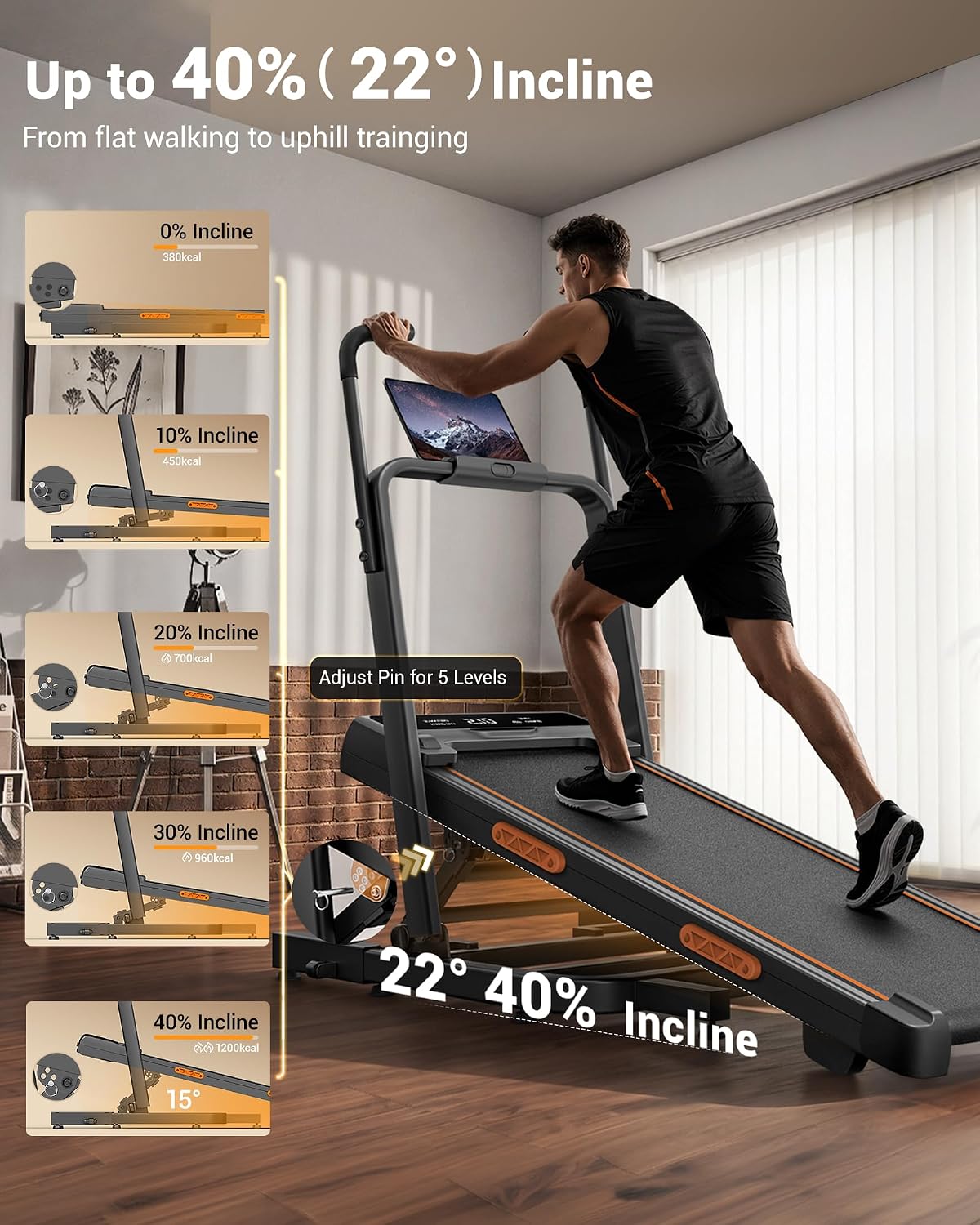 LONTEK X5FD Walking Treadmill – Coal Black – product detail