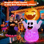 zukakii QM-WS-019 5-Foot Halloween Pumpkin & Ghost Inflatable – White – product detail