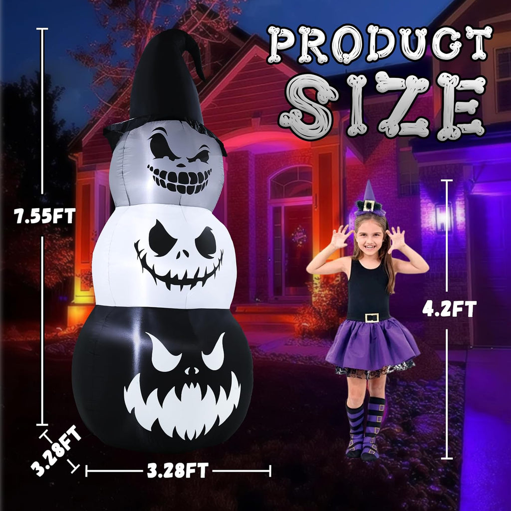 GIFTFIND 10091 7.6-Foot Halloween Pumpkin & Ghost Inflatable – Stacked Pumpkins – product detail
