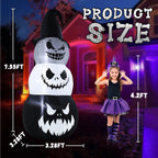GIFTFIND 10091 7.6-Foot Halloween Pumpkin & Ghost Inflatable – Stacked Pumpkins – product detail