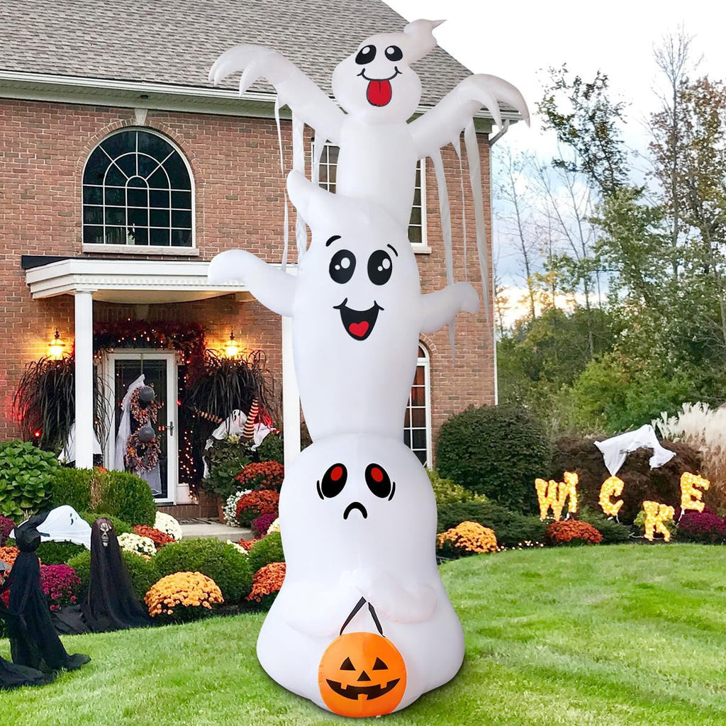 GOOSH D-69119 9.8-Foot Halloween Stacked Three Ghosts Inflatable – White – product detail