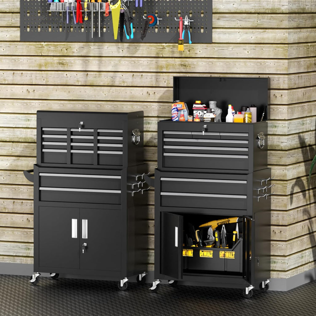 INTERGREAT 8-Drawer Rolling Tool Chest with Detachable Top – 8 Drawers, Black – Black / 8 Drawers – product detail