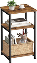 VASAGLE Three-Tier Rectangular Side Table, Rustic Brown and Ink Black
