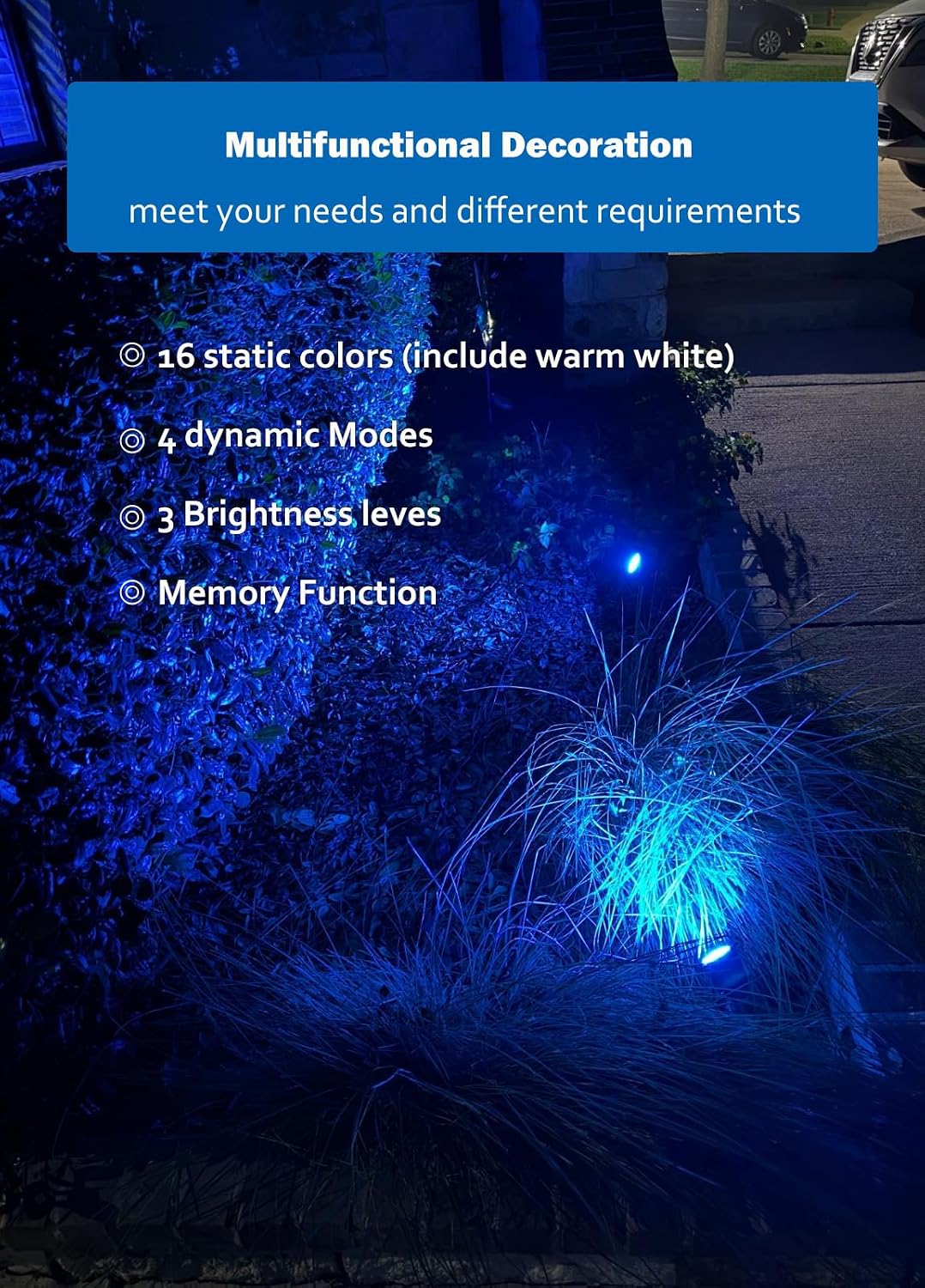 BeeLinks 4-Pack RGBW LED Outdoor Spotlights – rgb and warm white 4pcs – product detail