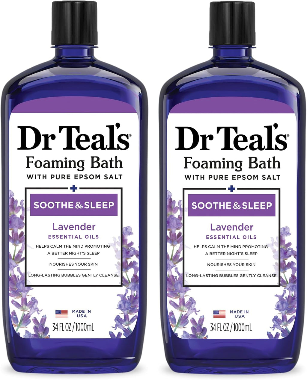 Dr Teal's Lavender Foaming Bath, 34 fl oz, 2-Pack