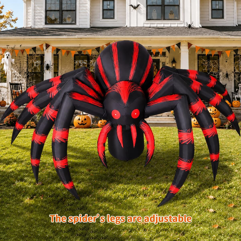 COMIN 7-Foot Halloween Striped Spider Inflatable – Red – product detail