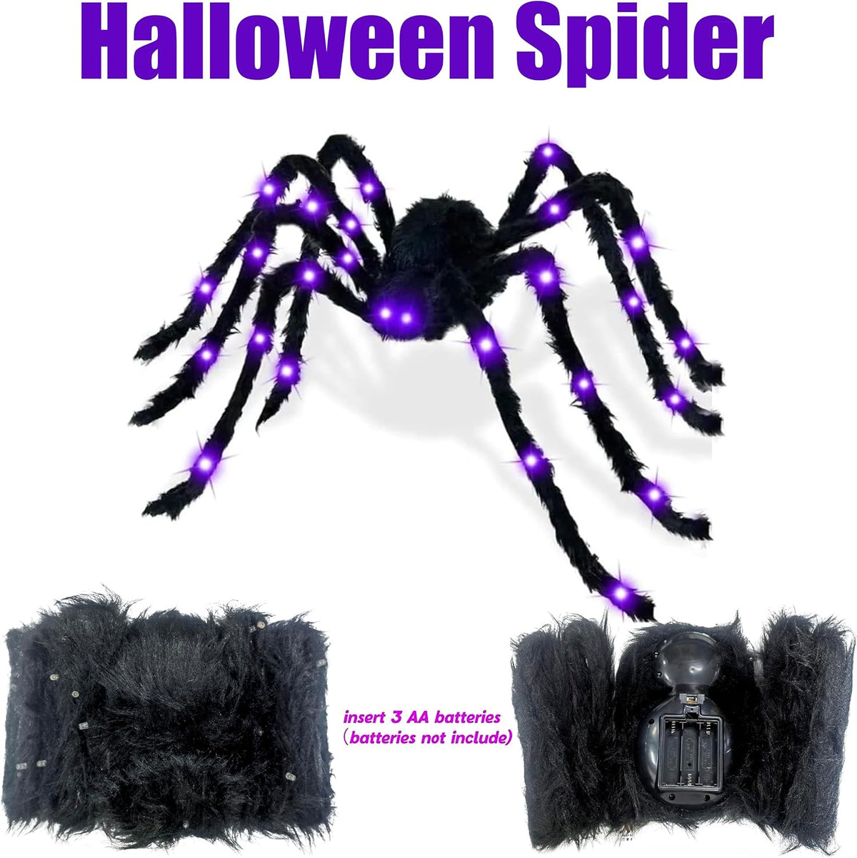 Cherislpy 78-Inch Lighted Halloween Spider Decoration – Multicolor – product detail