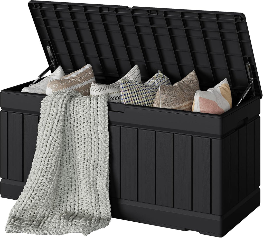 Devoko Resin Deck Storage Box, Black, 78 Gallon