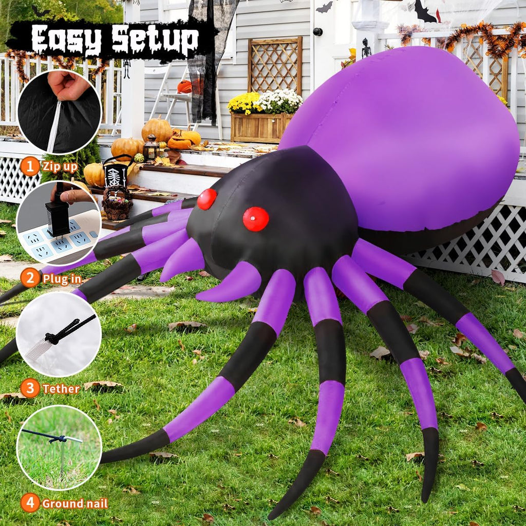 GOOSH 69087 5-Foot Halloween Spider Inflatable – 5 FT Purple – product detail