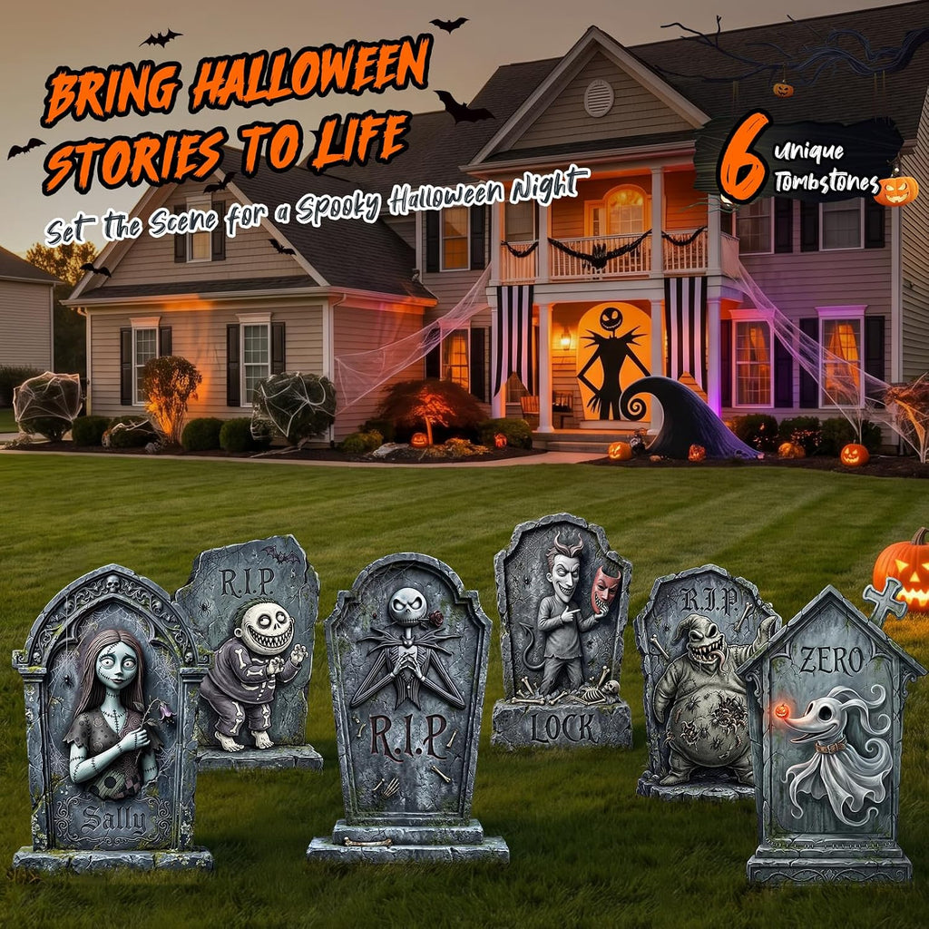 KLYRO 6-Pack 17-Inch Printed Halloween Tombstone Yard Signs – 17 Inch, Black – Black / 17 Inch – product detail