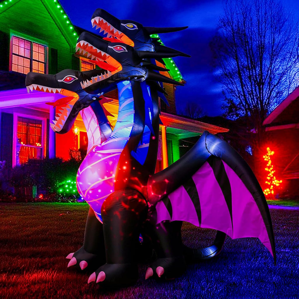 Thuodo FD241 8-Foot Halloween Three-Headed Dragon Inflatable – Black – product detail