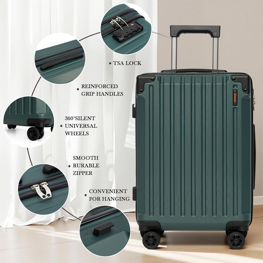 Eeeza WZQHK-FT Hardside Luggage Set – 5 Piece Sets (20/24/28/DB/TB), DarkGreen – DarkGreen / 5 Piece Sets (20/24/28/DB/TB) – product detail