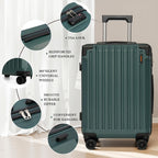 Eeeza WZQHK-FT Hardside Luggage Set – 5 Piece Sets (20/24/28/DB/TB), DarkGreen – DarkGreen / 5 Piece Sets (20/24/28/DB/TB) – product detail