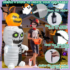 SHDEJTG 5-Foot Halloween Pumpkin & Zombie Inflatable – WHITE – product detail