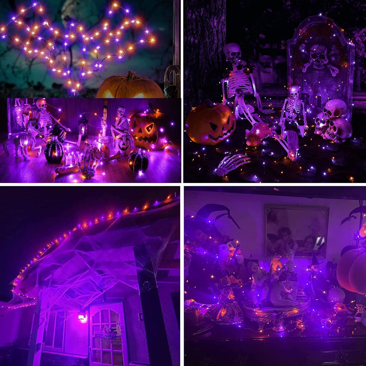 Joomer 2-Pack 240-LED Halloween Solar String Lights – 2*120LED, Orange+Purple – Orange+Purple / 2*120LED – product detail