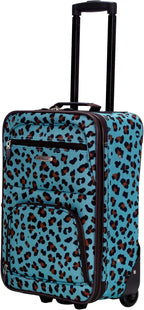 Rockland F102-BLUELEOPARD Softside Luggage Set – 2 Piece (19"/14" Tote), Blue Leopard – Blue Leopard / 2 Piece (19"/14" Tote) – product detail