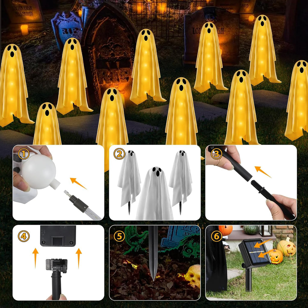 Betrihyes 6-Pack Solar Halloween Ghost Path Lights